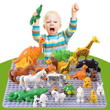 Duplos Animal Model Figures big Building Block Sets Elephant monkey Horse kids educational